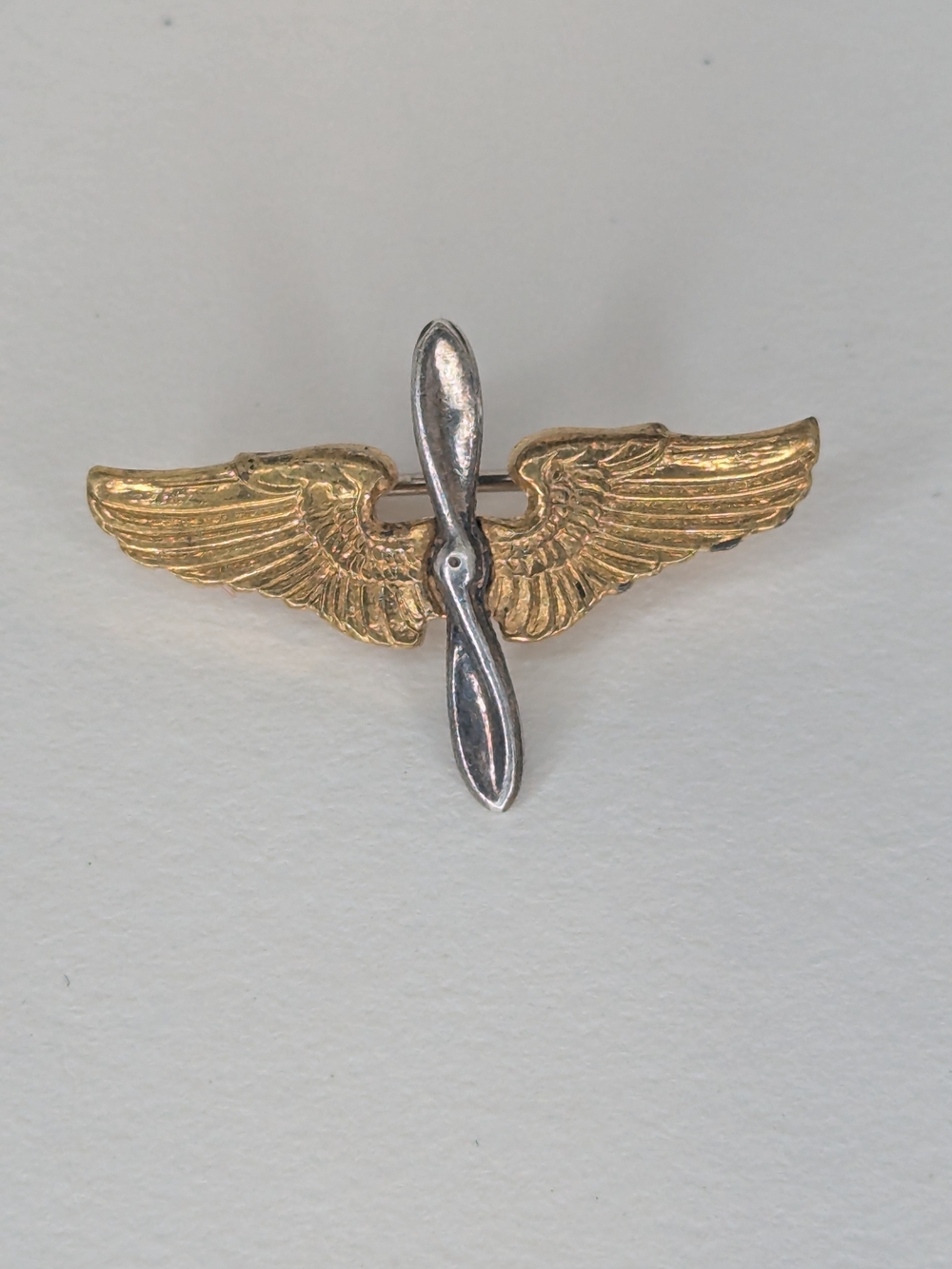 WWII Us Army Air Force Pilot Cadet Pin Badge Wings Propellor Sterling 925